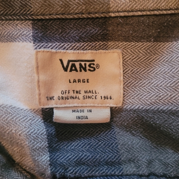 Vans Blue and Grey Plaid Flannel Shirt L - Picture 5 of 5